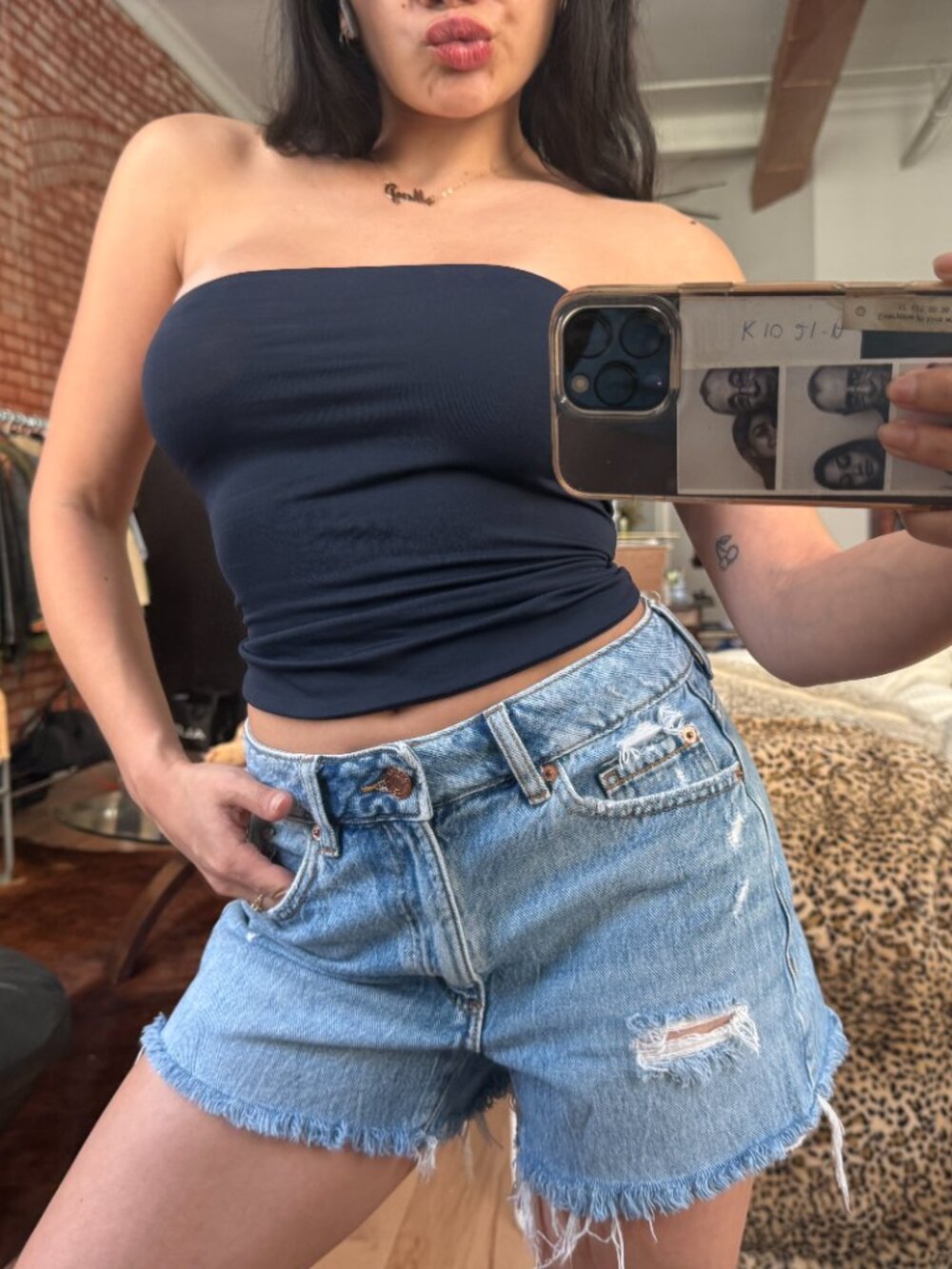 Garage Denim Mom Shorts 25 Y2K High Rise Distressed